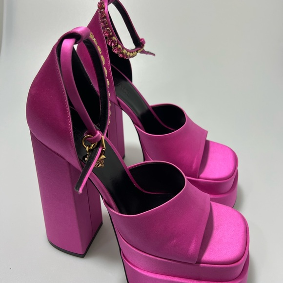 Versace Aevitas Satin Platform Pumps Pink Women’s EU 38.5/US 8.5 - Picture 4 of 12